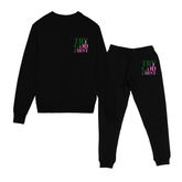 Try God First - Deuteronomy 31:6 - Set Crewneck and Jogger Pink and Green