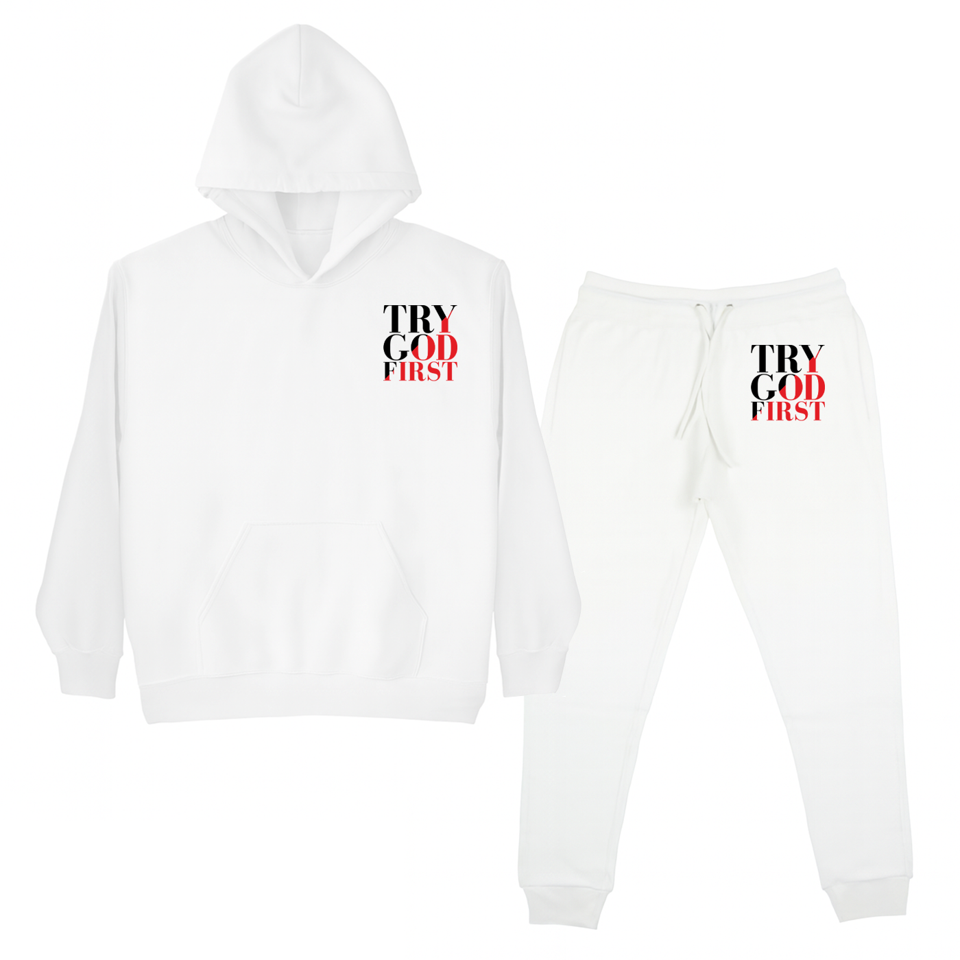 Try God First - Deuteronomy 31:6 - Set Hoodie and Jooger