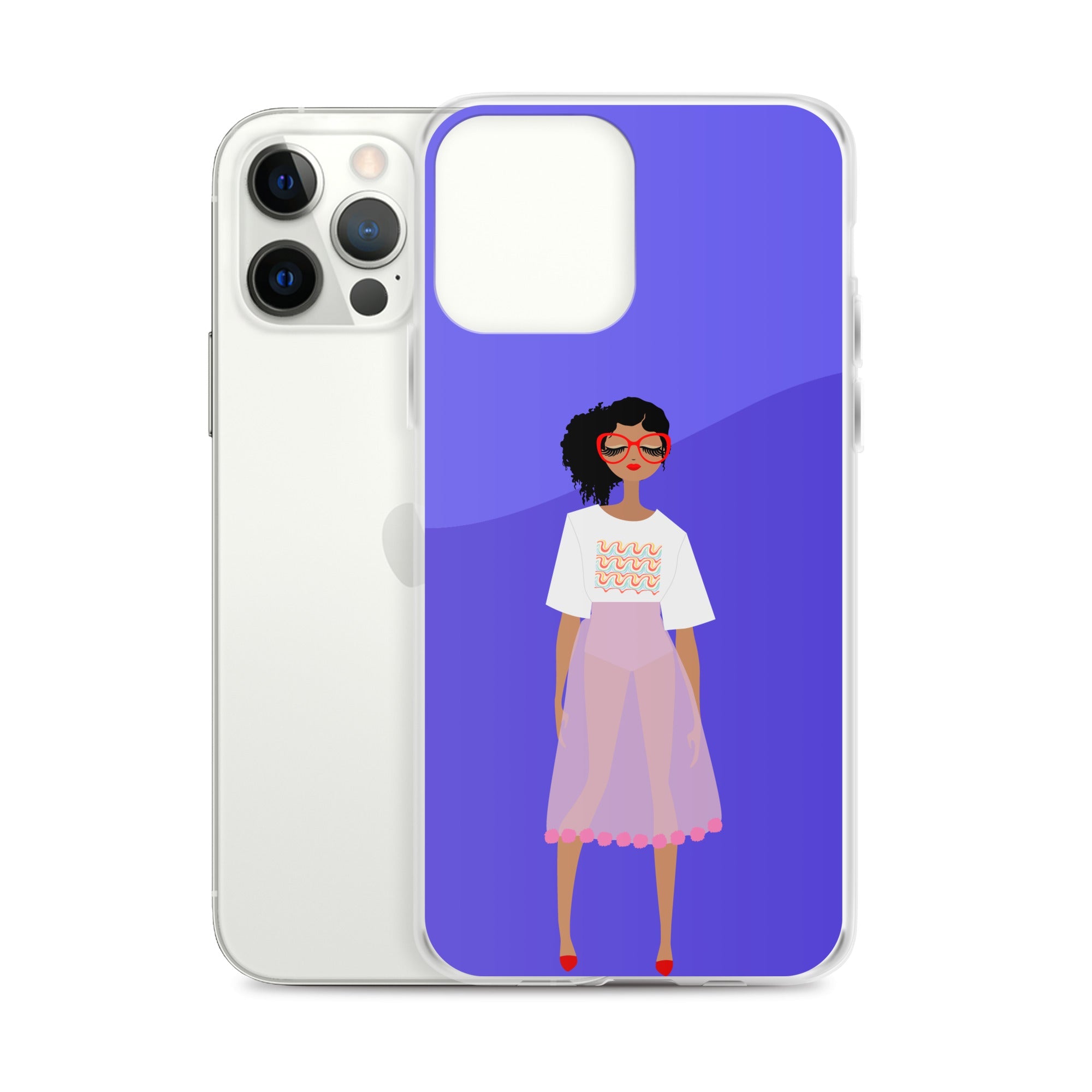 Red Glasses Girl Clear Case for iPhone®