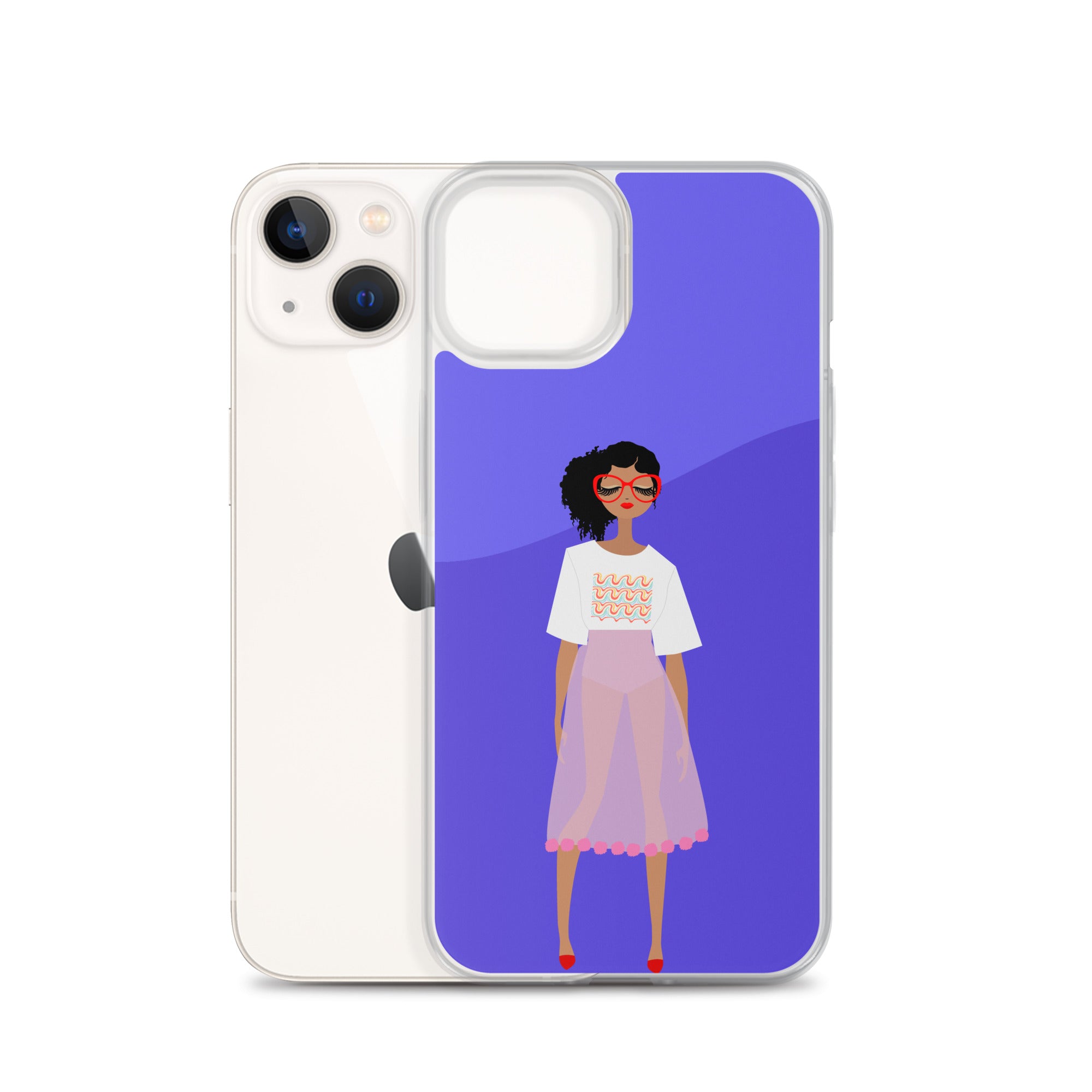Red Glasses Girl Clear Case for iPhone®