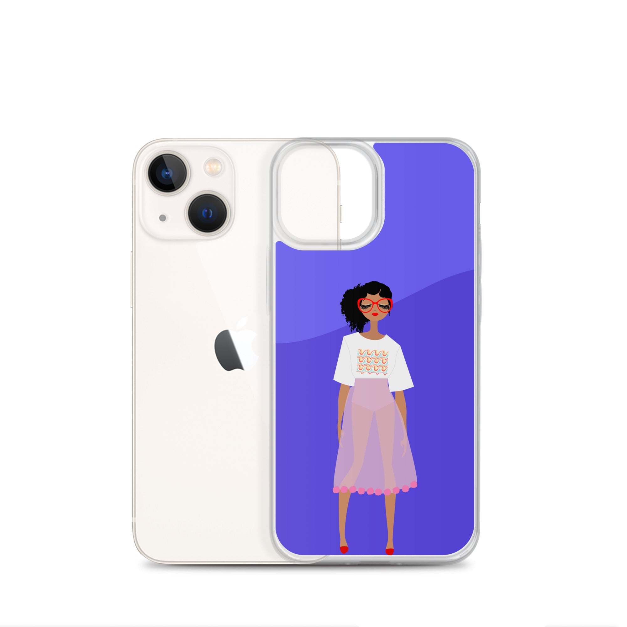Red Glasses Girl Clear Case for iPhone®