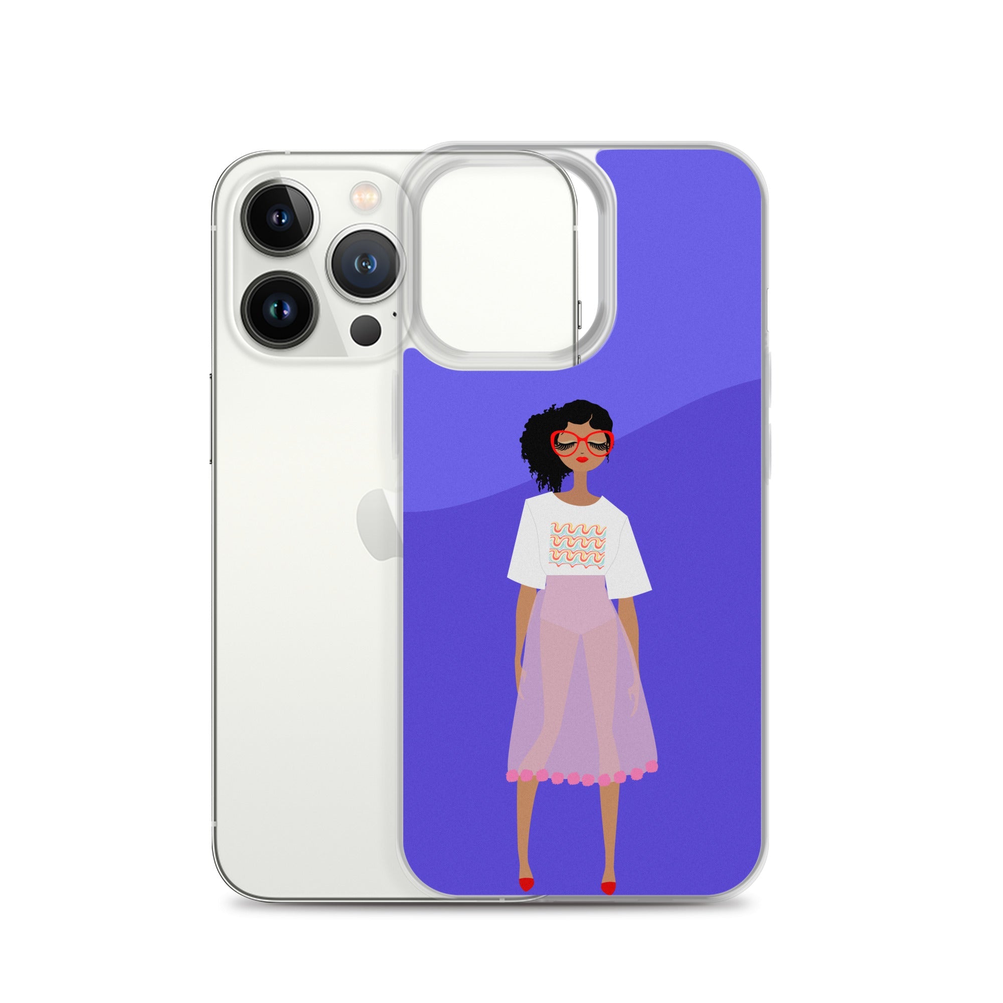 Red Glasses Girl Clear Case for iPhone®