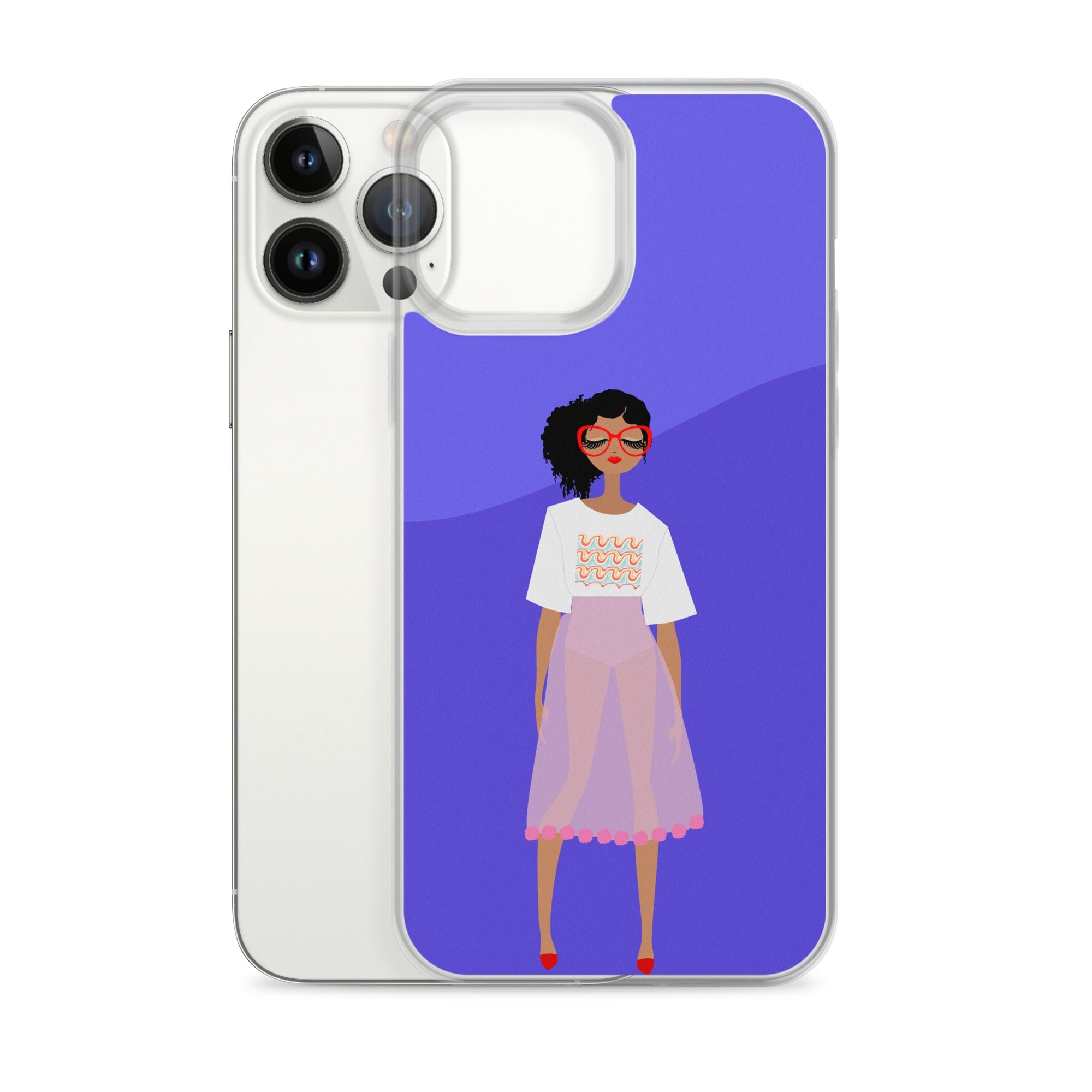 Red Glasses Girl Clear Case for iPhone®