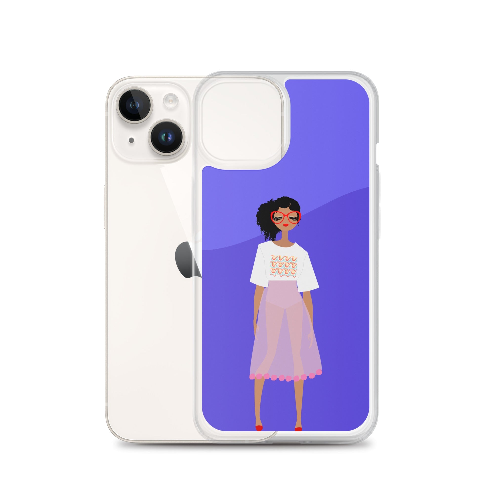 Red Glasses Girl Clear Case for iPhone®