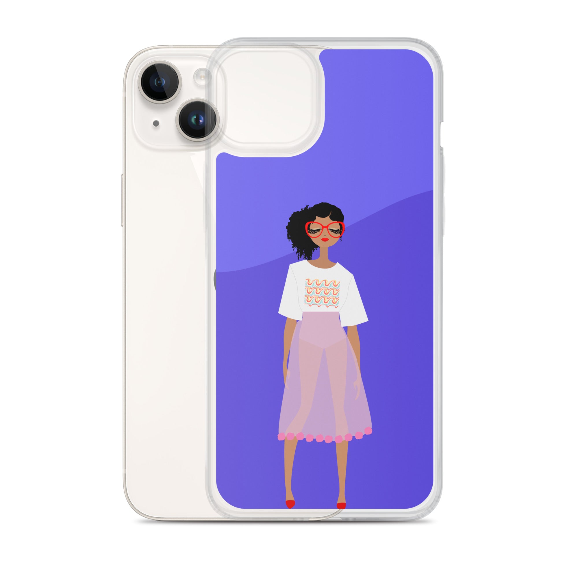 Red Glasses Girl Clear Case for iPhone®