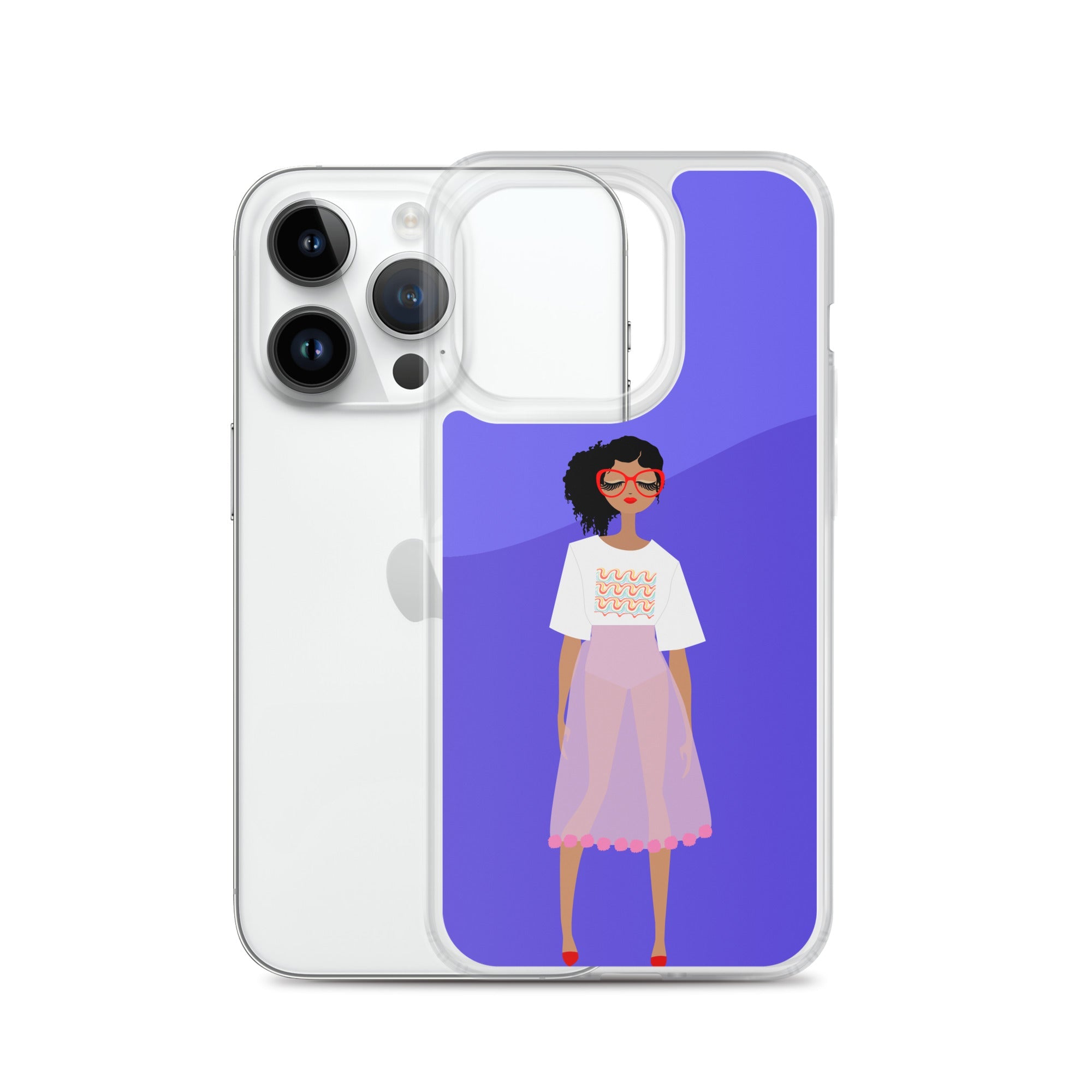 Red Glasses Girl Clear Case for iPhone®