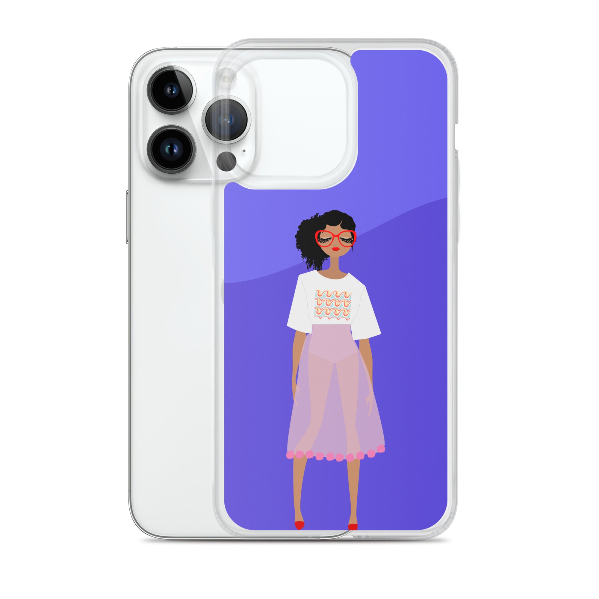 Red Glasses Girl Clear Case for iPhone®