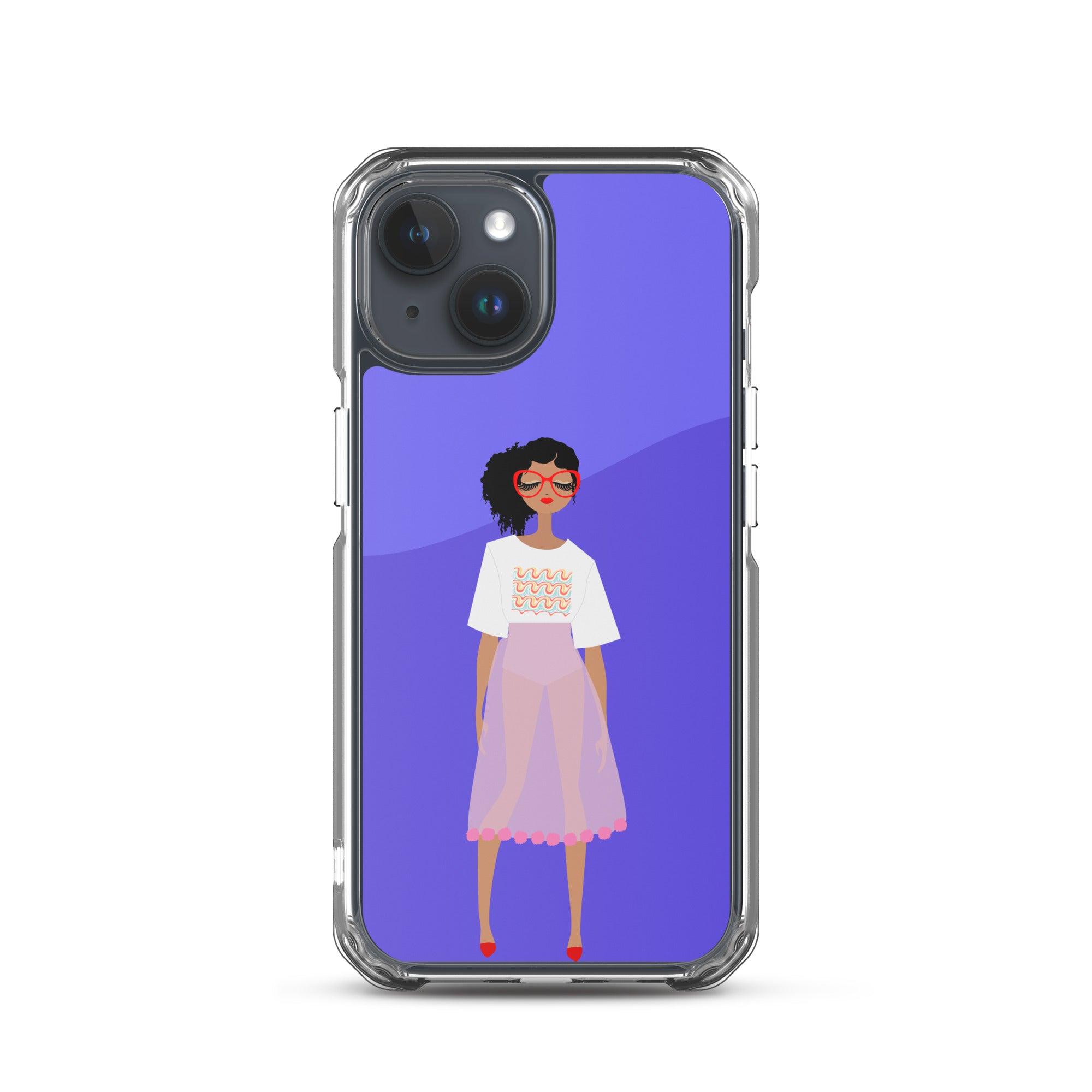 Red Glasses Girl Clear Case for iPhone®