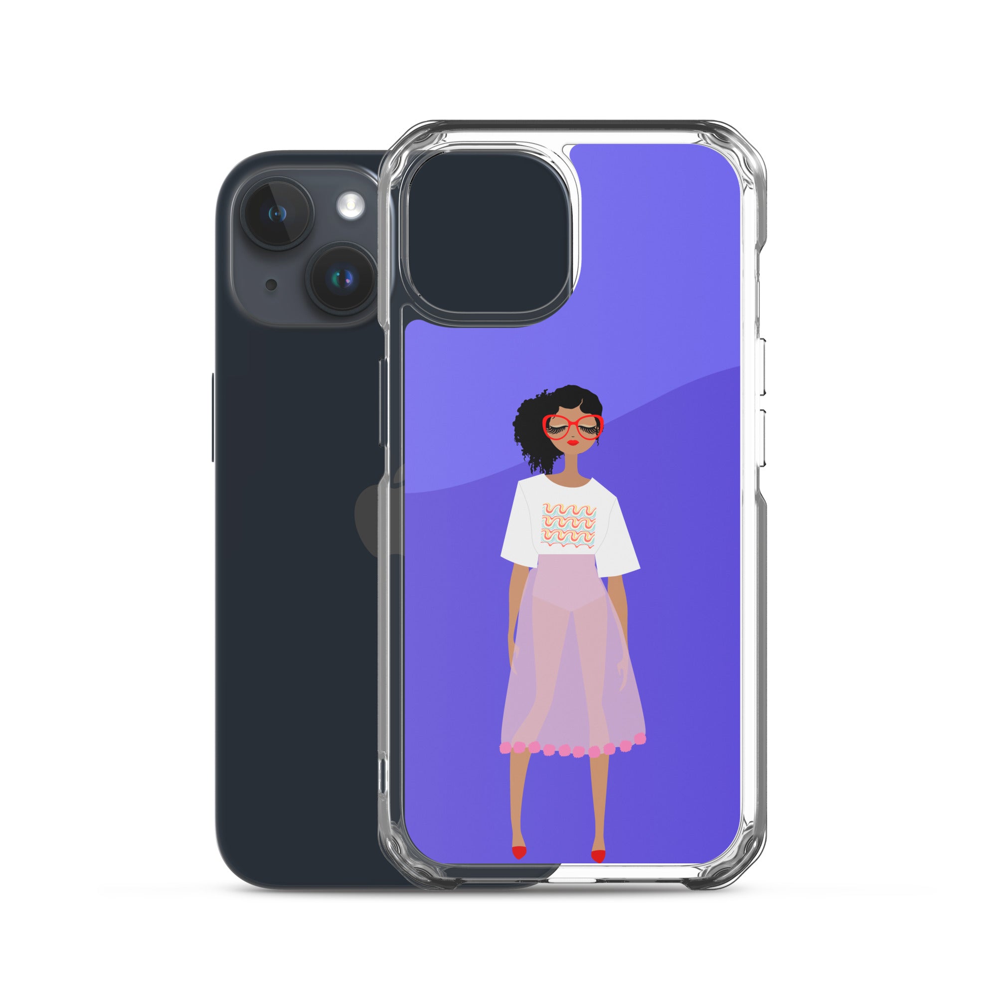 Red Glasses Girl Clear Case for iPhone®