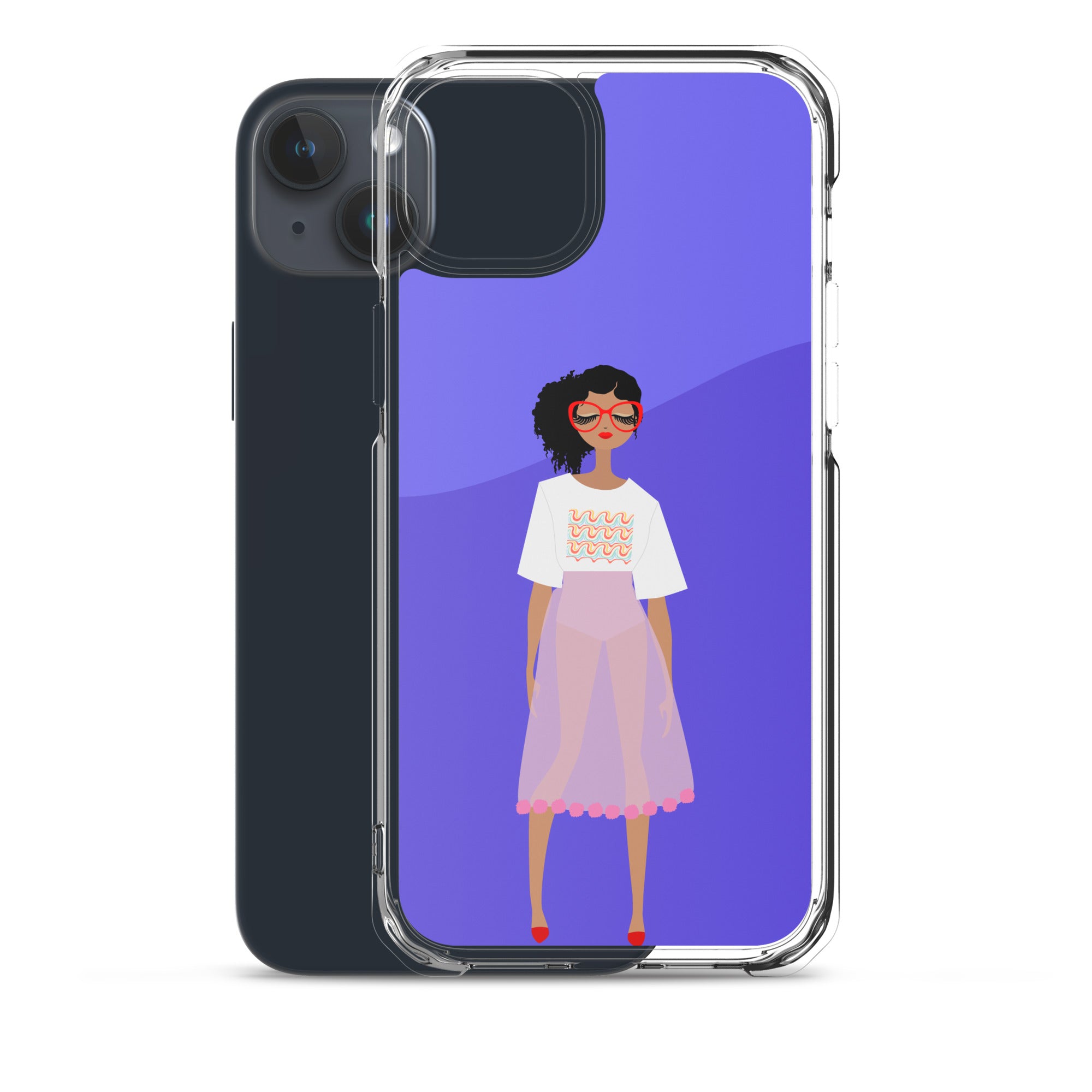 Red Glasses Girl Clear Case for iPhone®