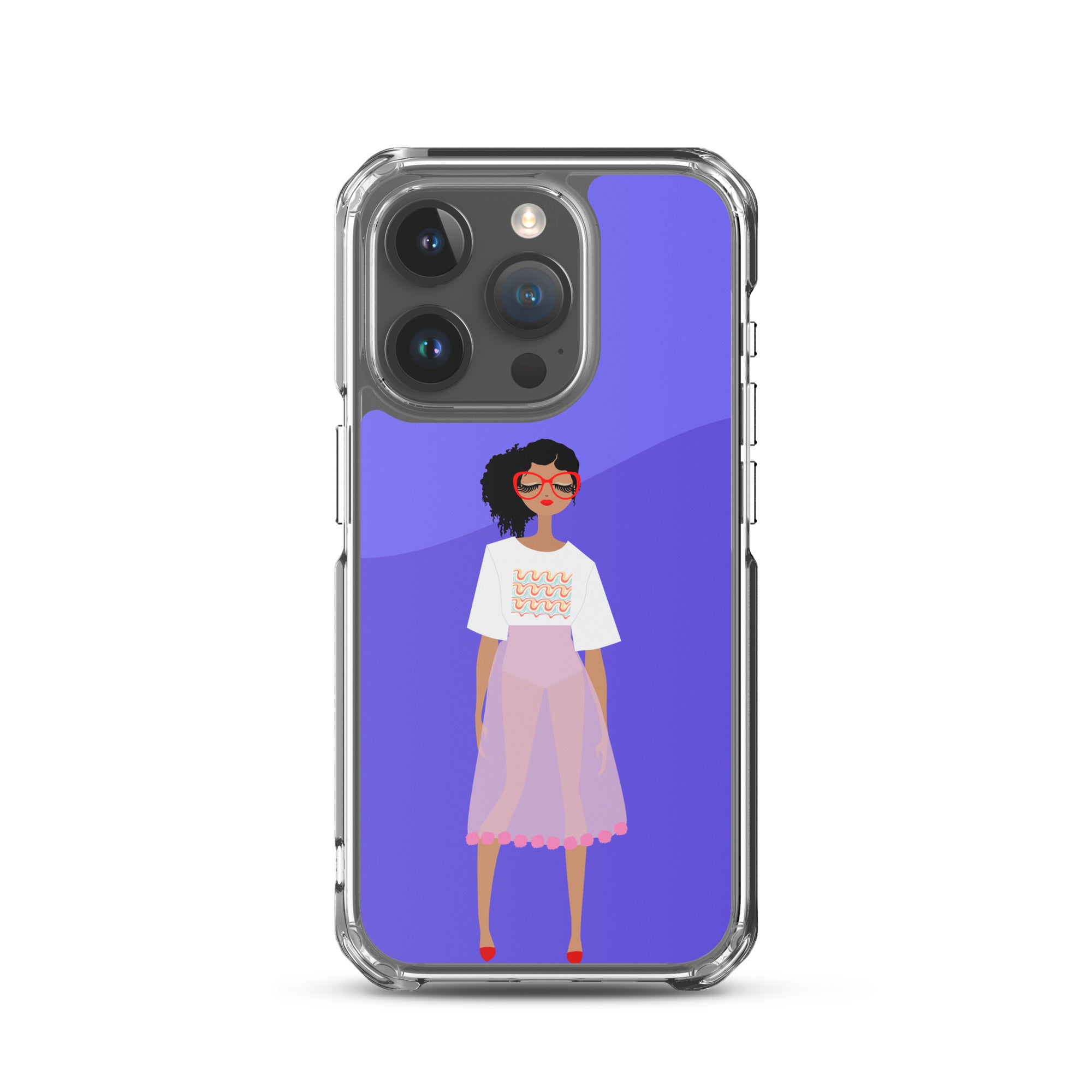 Red Glasses Girl Clear Case for iPhone®
