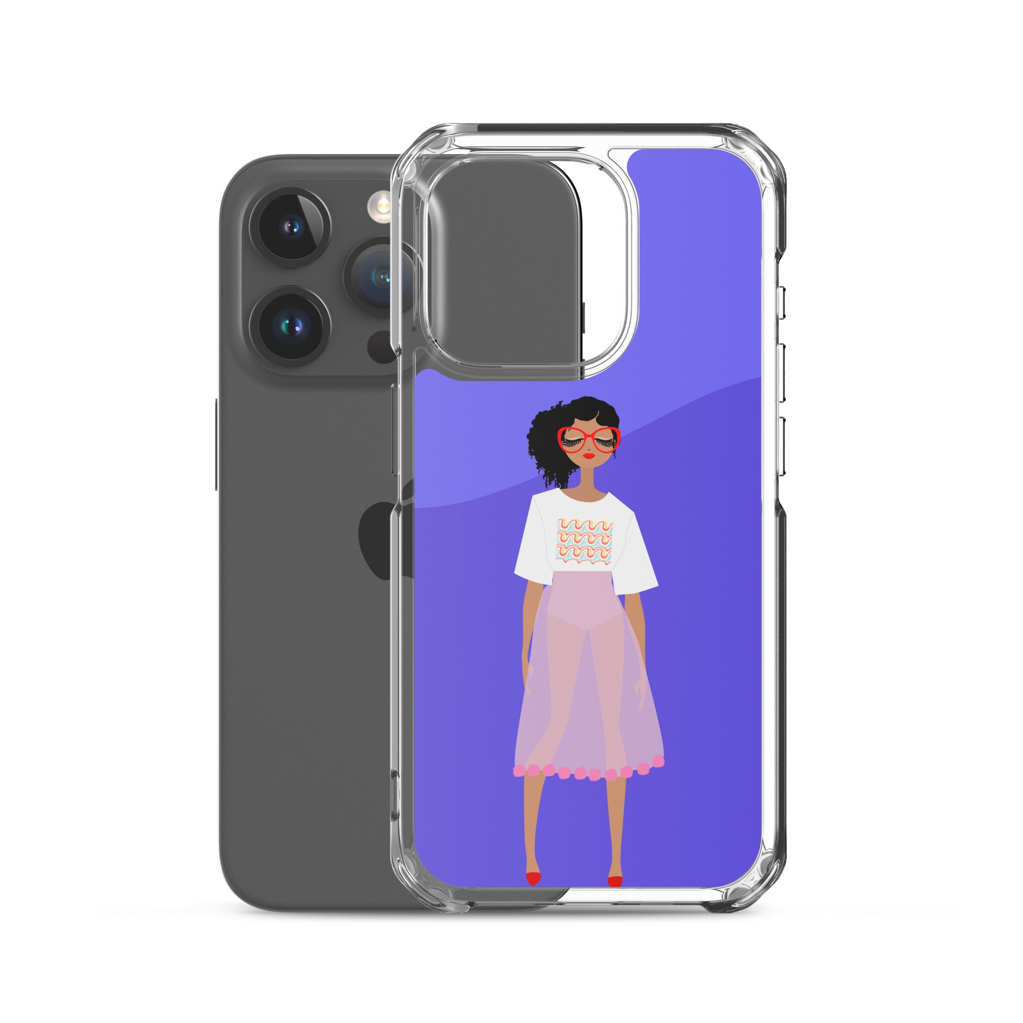 Red Glasses Girl Clear Case for iPhone®