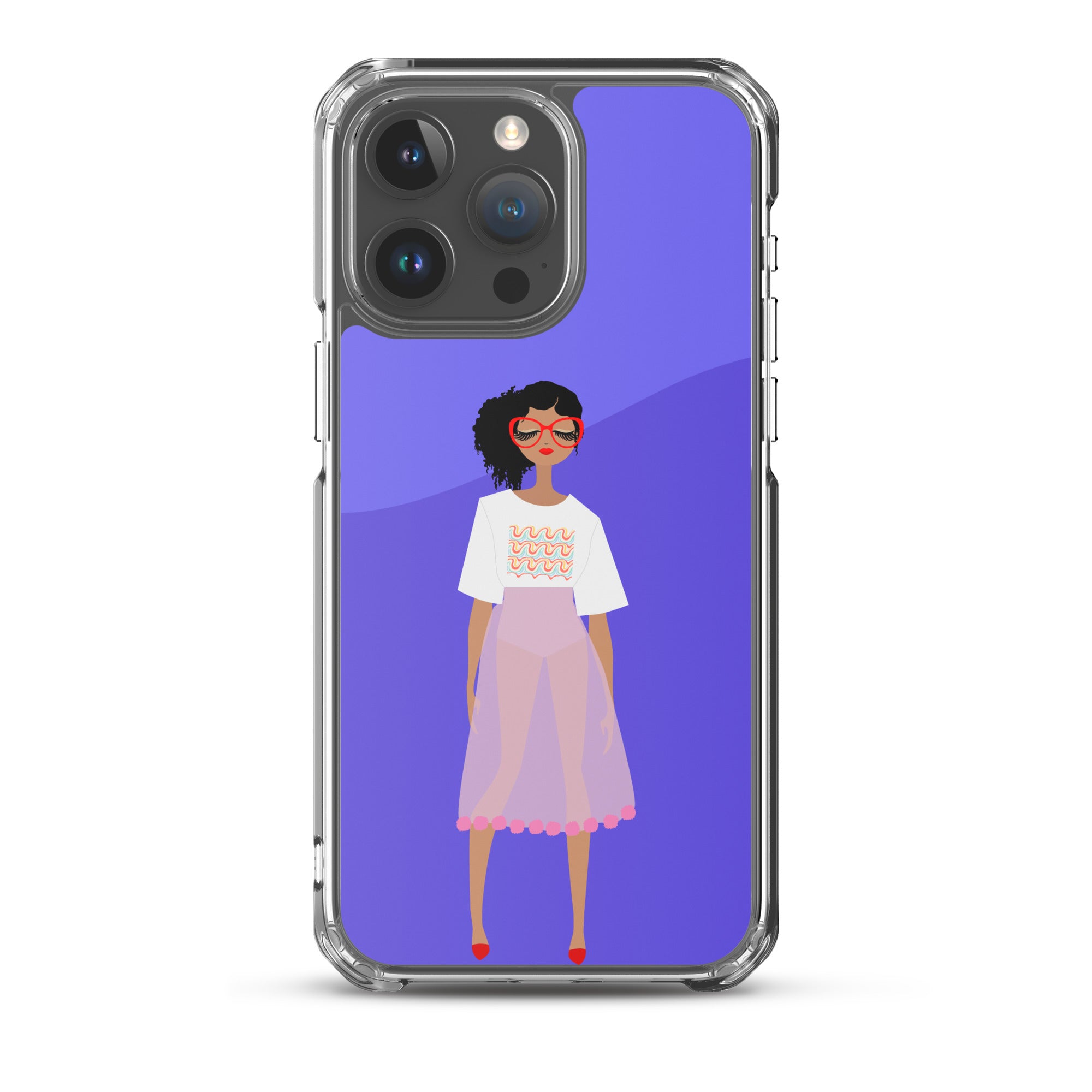 Red Glasses Girl Clear Case for iPhone®