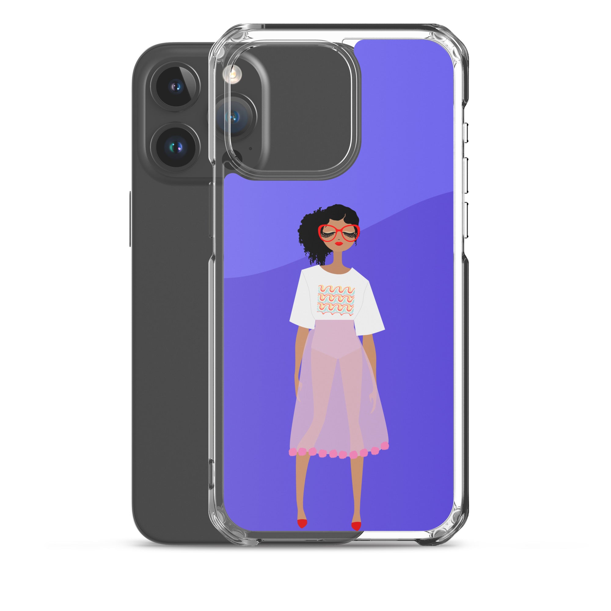 Red Glasses Girl Clear Case for iPhone®