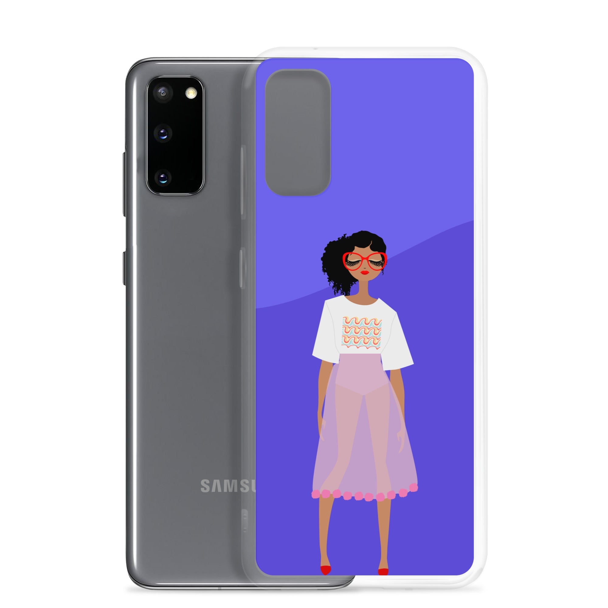 Red Glasses Girl Clear Case for Samsung®