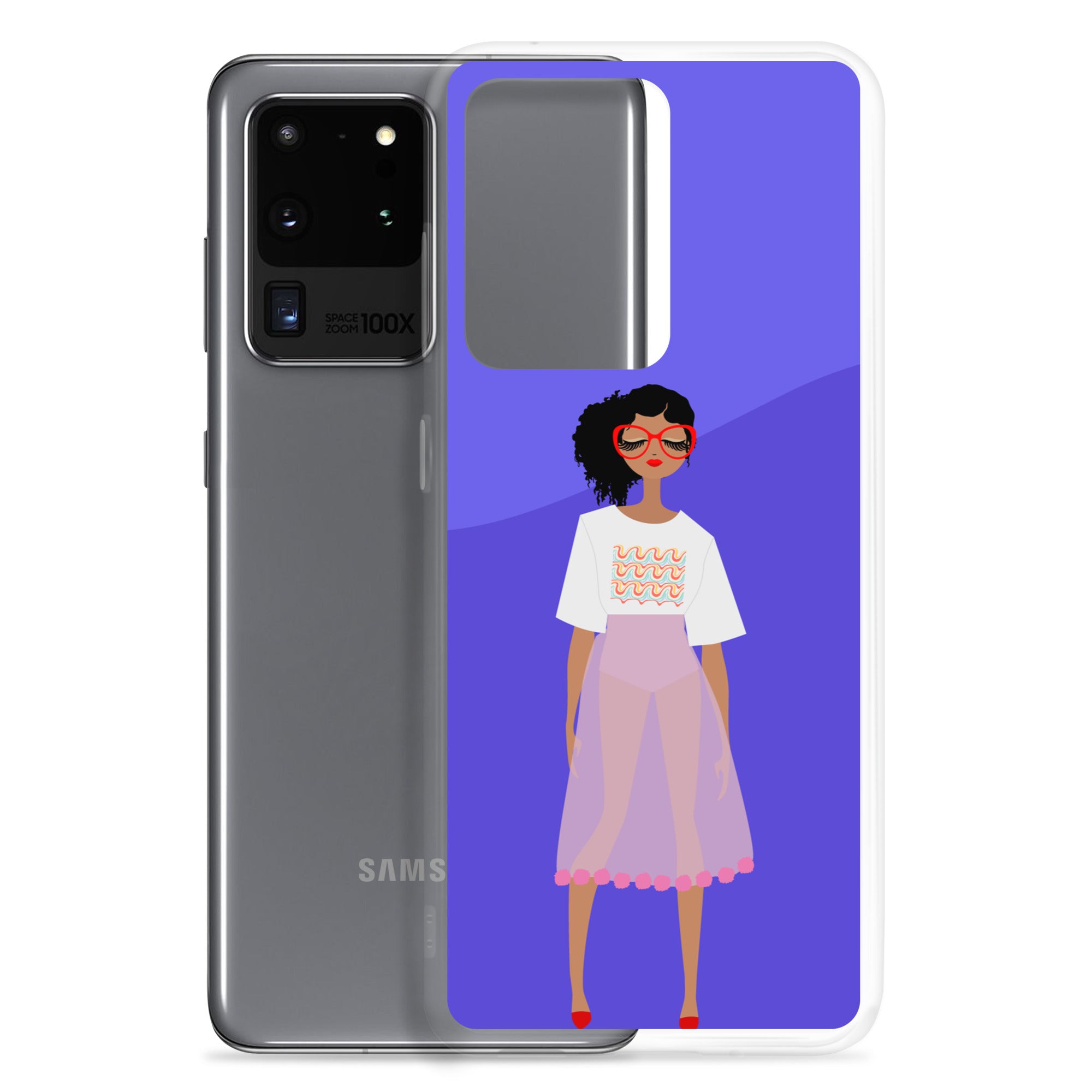 Red Glasses Girl Clear Case for Samsung®