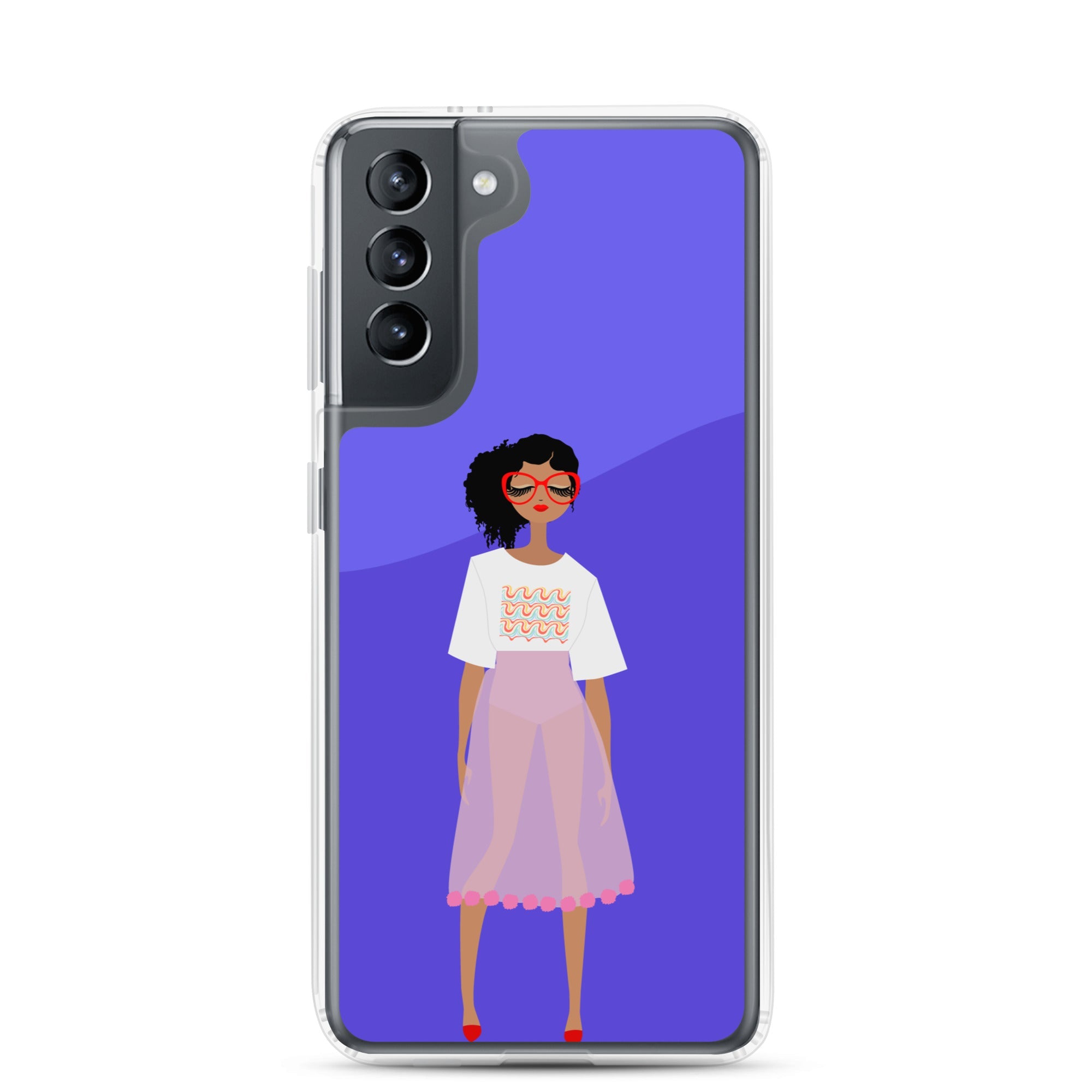 Red Glasses Girl Clear Case for Samsung®