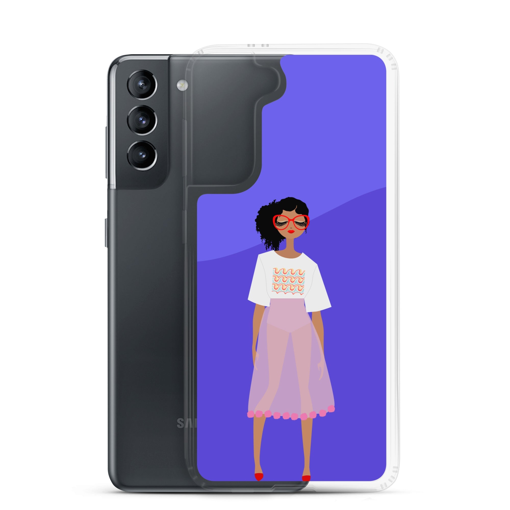 Red Glasses Girl Clear Case for Samsung®