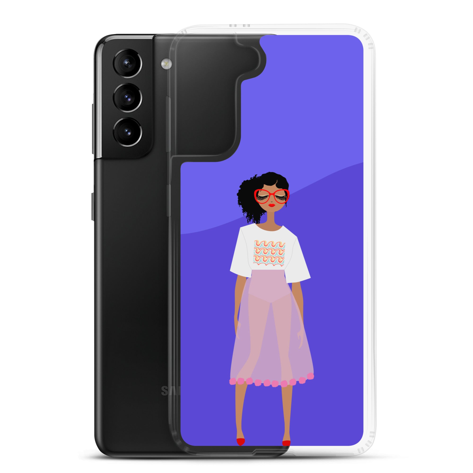 Red Glasses Girl Clear Case for Samsung®