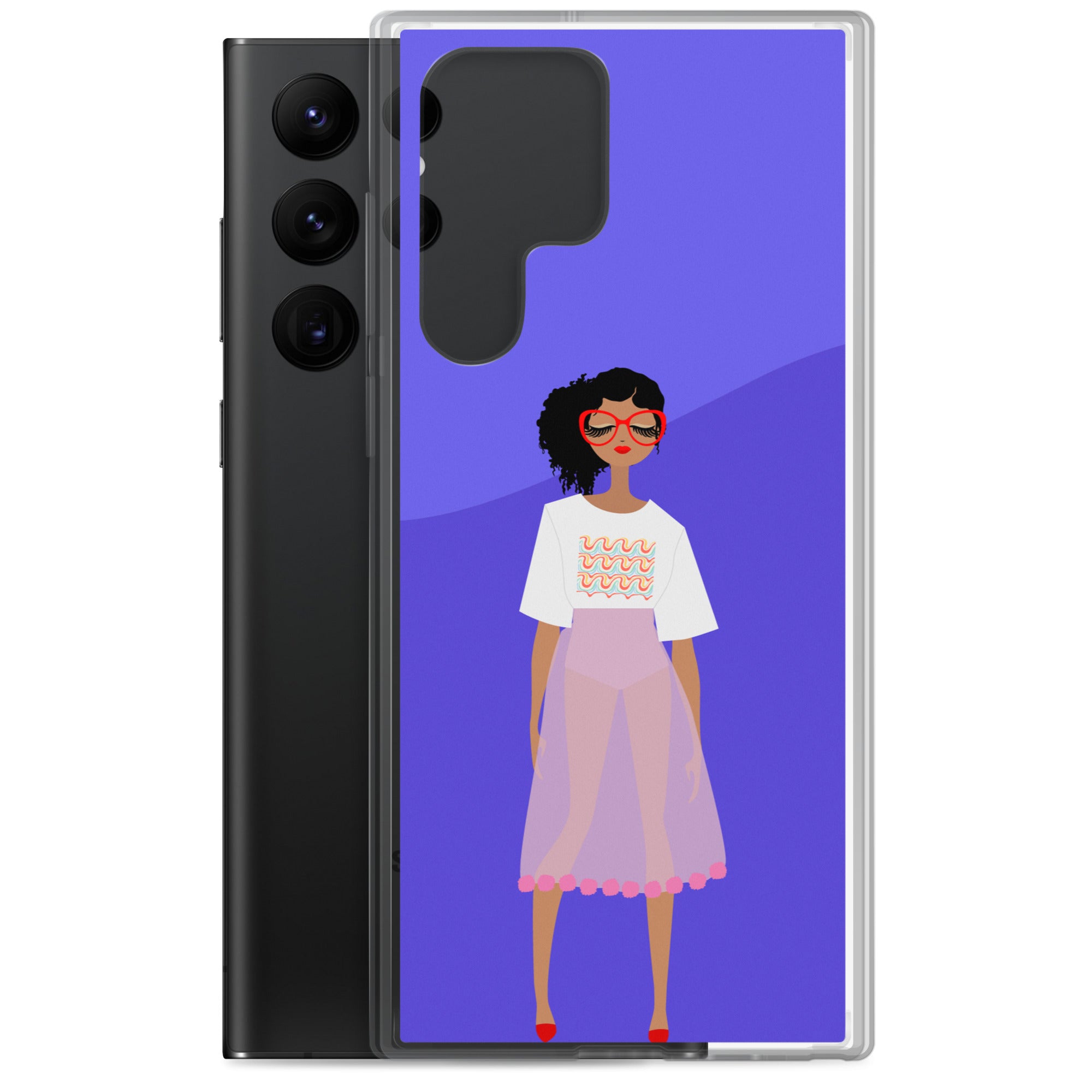 Red Glasses Girl Clear Case for Samsung®