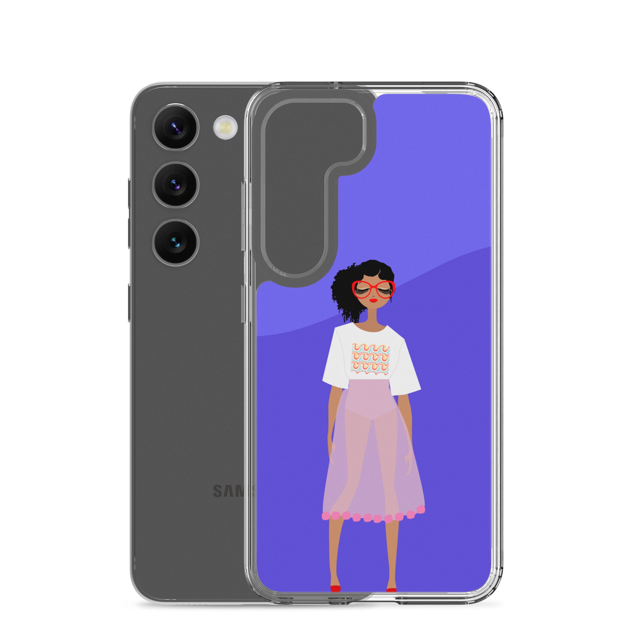 Red Glasses Girl Clear Case for Samsung®