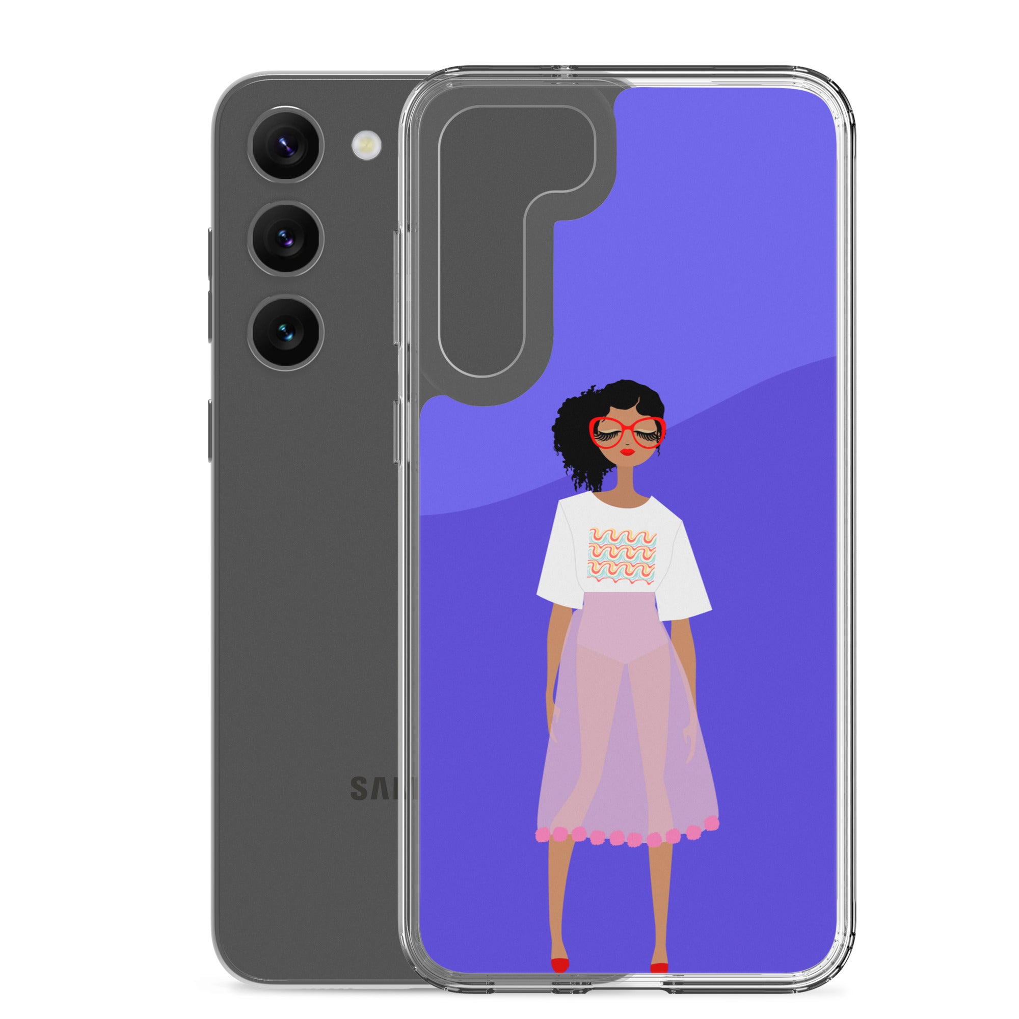 Red Glasses Girl Clear Case for Samsung®