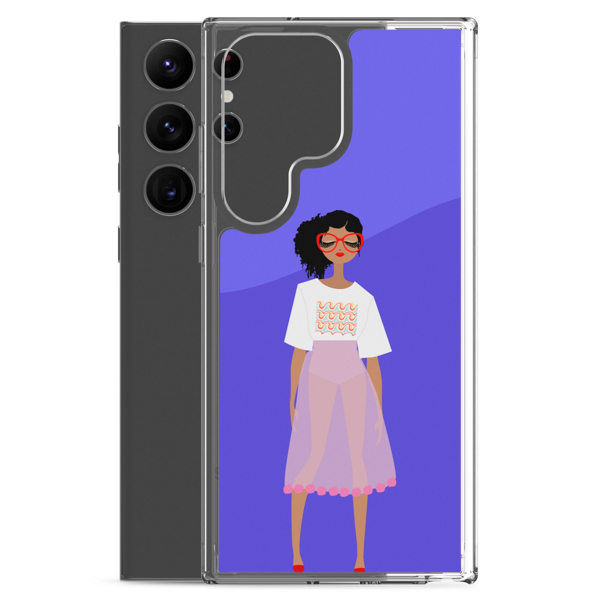 Red Glasses Girl Clear Case for Samsung®