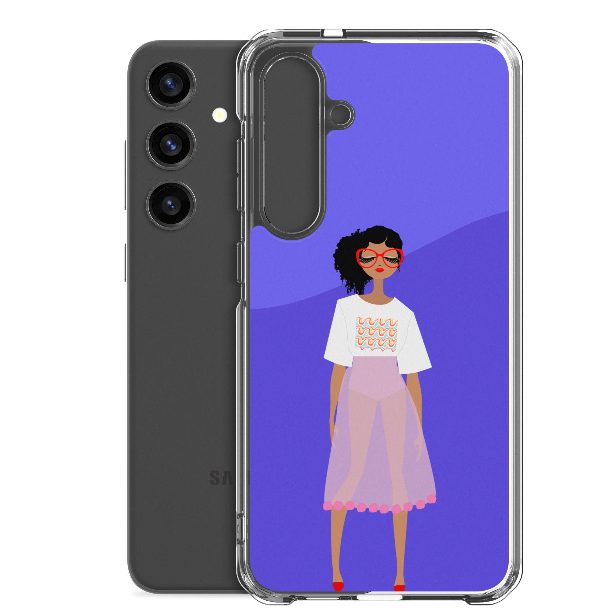 Red Glasses Girl Clear Case for Samsung®