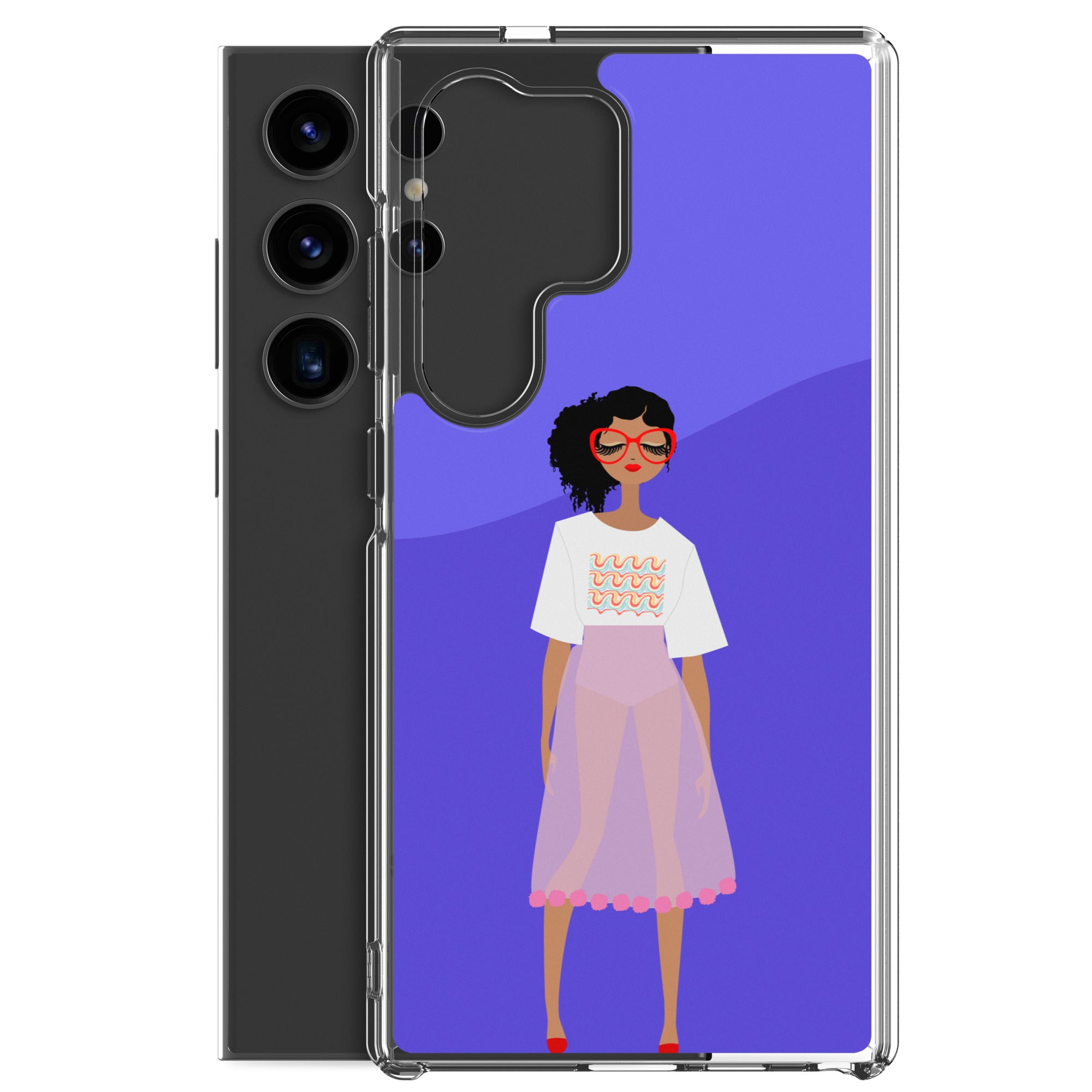 Red Glasses Girl Clear Case for Samsung®